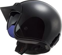 LS2 Jethelm OF601 BOB Fiberglas Mit Sonnenblende Doppel-D Verschluss Und Helmschirm -Motorradbekleidungsgeschäft of601 bob solid black 306011012 03