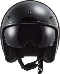 LS2 Jethelm OF601 BOB Fiberglas Mit Sonnenblende Doppel-D Verschluss Und Helmschirm -Motorradbekleidungsgeschäft of601 bob solid black 306011012 c