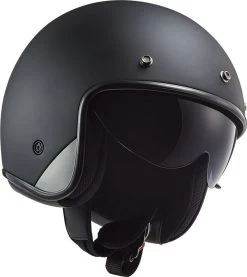 LS2 Jethelm OF601 BOB Fiberglas Mit Sonnenblende Doppel-D Verschluss Und Helmschirm -Motorradbekleidungsgeschäft of601 bob solid matt black 306011011 02