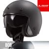 LS2 Jethelm OF601 BOB Fiberglas Mit Sonnenblende Doppel-D Verschluss Und Helmschirm -Motorradbekleidungsgeschäft of601 bob solid matt black haupt 1