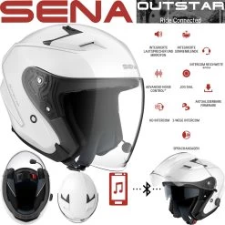 Sena Jethelm OUTSTAR Smart-Helm Mit Integriertem Bluetooth Headset Sonnenblende Und Großem Visier 30 Sena Jethelm OUTSTAR Smart-Helm Mit Integriertem Bluetooth Headset Sonnenblende Und Großem Visier -Motorradbekleidungsgeschäft outstar weiss haupt 1