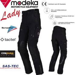 Modeka Motorradhose PANAMERICANA II 2 LADY Für Damen Sympatex Aramid CE AA Cordura SAS-Tec Protektoren -Motorradbekleidungsgeschäft panamericana2lady h 10 haupt