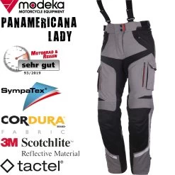 Modeka Damen Motorradhose PANAMERICANA LADY Wasserdicht Sympatex Steppweste Mit Protektoren -Motorradbekleidungsgeschäft panamericanalady h 2 haupt