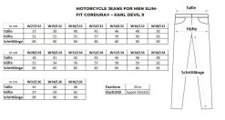 Pando Moto Motorradjeans KARL DEVIL 9 Slim Fit CE AA Cordura Coolmax Mit SAS-TEC Protektoren -Motorradbekleidungsgeschäft pando moto karl devil 9 groessen