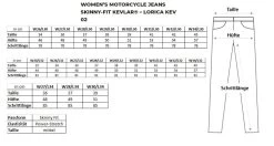 Pando Moto Motorradjeans LORICA KEV 02 Für Damen Aramid CE A Stretch Mit SAS-TEC Protektoren -Motorradbekleidungsgeschäft pando moto lorica kev 02 size