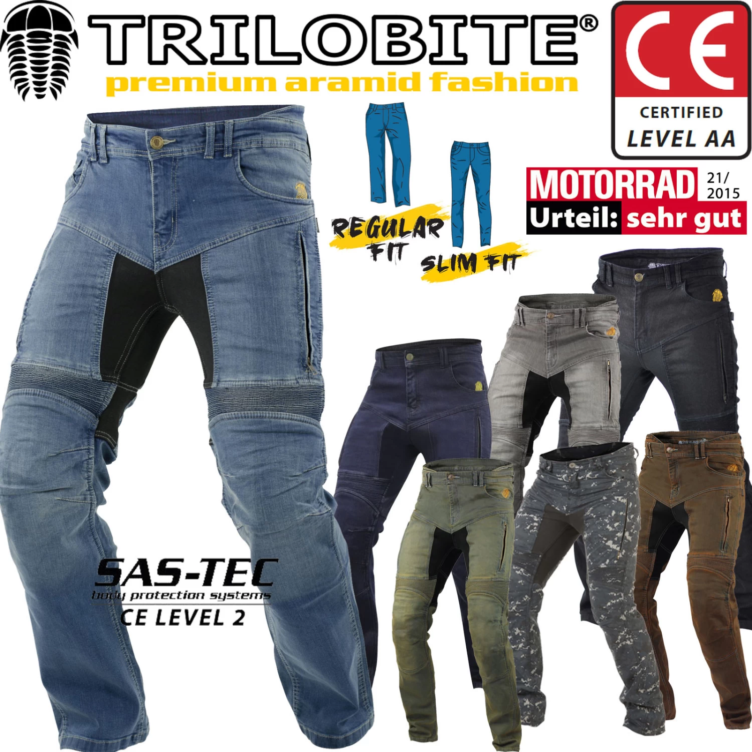 Trilobite Motorradjeans PARADO Für Herren Regular Slim Und Skinny Fit Aramid Hose CE AA Mit SasTec Protektoren 3 Trilobite Motorradjeans PARADO Für Herren Regular Slim Und Skinny Fit Aramid Hose CE AA Mit SasTec Protektoren