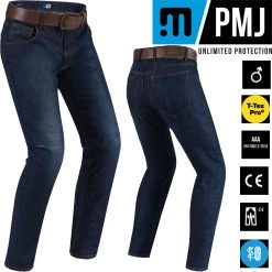 PMJ Motorradjeans DEUX Denim CE AAA Inklusive Ledergürtel Und Protektoren