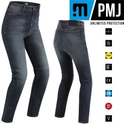PMJ Motorradjeans SARA Für Damen CE A High-Waist Bund Slim-Fit -Motorradbekleidungsgeschäft pmj sara indigo haupt 1