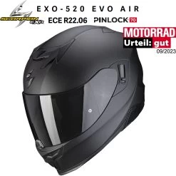Scorpion Integralhelm EXO-520 EVO AIR Mit AirFit ECE 22.06 Sonnenblende Und Max Vision Pinlock