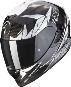 Scorpion Integralhelm EXO-1400 EVO Carbon Air Mit AirFit System ECE 22.06 Sonnenblende Und MaxVision Pinlock -Motorradbekleidungsgeschäft scorpion exo 1400 evo carbon air arranea black white 01 1