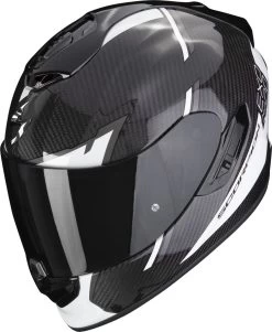 Scorpion Integralhelm EXO-1400 EVO Carbon Air Mit AirFit System ECE 22.06 Sonnenblende Und MaxVision Pinlock -Motorradbekleidungsgeschäft scorpion exo 1400 evo carbon air kendal black white 01 1
