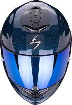 Scorpion Integralhelm EXO-1400 EVO Carbon Air Mit AirFit System ECE 22.06 Sonnenblende Und MaxVision Pinlock -Motorradbekleidungsgeschäft scorpion exo 1400 evo carbon air solid blue 02