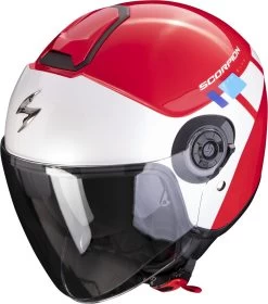 Scorpion Jethelm EXO-CITY II 2 Mit Langem Visier Sonnenblende Und ECE 22.06 30 Scorpion Jethelm EXO-CITY II 2 Mit Langem Visier Sonnenblende Und ECE 22.06 -Motorradbekleidungsgeschäft scorpion exo city 2 mall red white blue 01 1