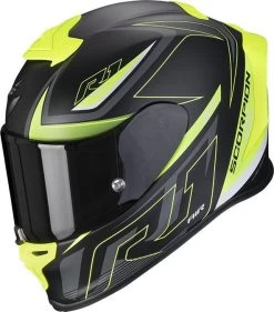 Scorpion Integralhelm EXO-R1 EVO AIR Premium-Helm Mit Max Vision Pinlock AirFit Zwei Visieren Und ECE 22.06 -Motorradbekleidungsgeschäft scorpion exo r1 evo air gaz matt black fluo yellow 01 1