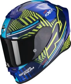 Scorpion Integralhelm EXO-R1 EVO AIR Premium-Helm Mit Max Vision Pinlock AirFit Zwei Visieren Und ECE 22.06 -Motorradbekleidungsgeschäft scorpion exo r1 evo air victory blue fluo yellow 01 1