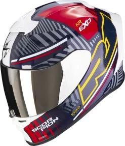 Scorpion Integralhelm EXO-R1 EVO AIR Premium-Helm Mit Max Vision Pinlock AirFit Zwei Visieren Und ECE 22.06 -Motorradbekleidungsgeschäft scorpion exo r1 evo air victory red blue yellow 01 1