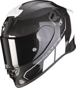 Scorpion Integralhelm EXO-R1 EVO CARBON AIR Premium-Helm Mit Max Vision Pinlock AirFit Zwei Visieren Und ECE 22.06 -Motorradbekleidungsgeschäft scorpion exo r1 evo carbon air corpus 2 black white 01 1