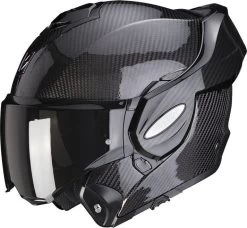 Scorpion Klapphelm EXO-TECH EVO CARBON 180 Grad Flip-Back Helm Mit Sonnenblende ECE 22.06 Pinlock Und 2 Visieren -Motorradbekleidungsgeschäft scorpion exo tech evo carbon solid black carbon 02