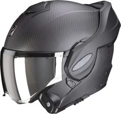 Scorpion Klapphelm EXO-TECH EVO CARBON 180 Grad Flip-Back Helm Mit Sonnenblende ECE 22.06 Pinlock Und 2 Visieren -Motorradbekleidungsgeschäft scorpion exo tech evo carbon solid matt black carbon 04