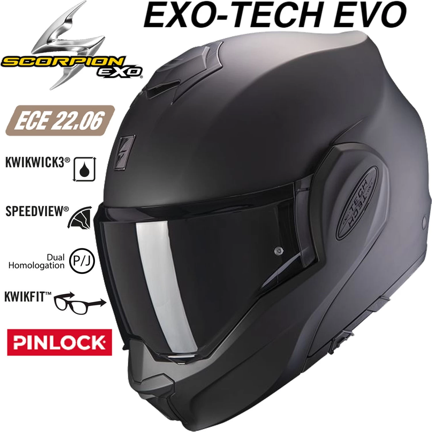 Scorpion Klapphelm EXO-TECH EVO 180 Grad Flip-Back Mit Sonnenblende ECE 22.06 Pinlock 3 Scorpion Klapphelm EXO-TECH EVO 180 Grad Flip-Back Mit Sonnenblende ECE 22.06 Pinlock
