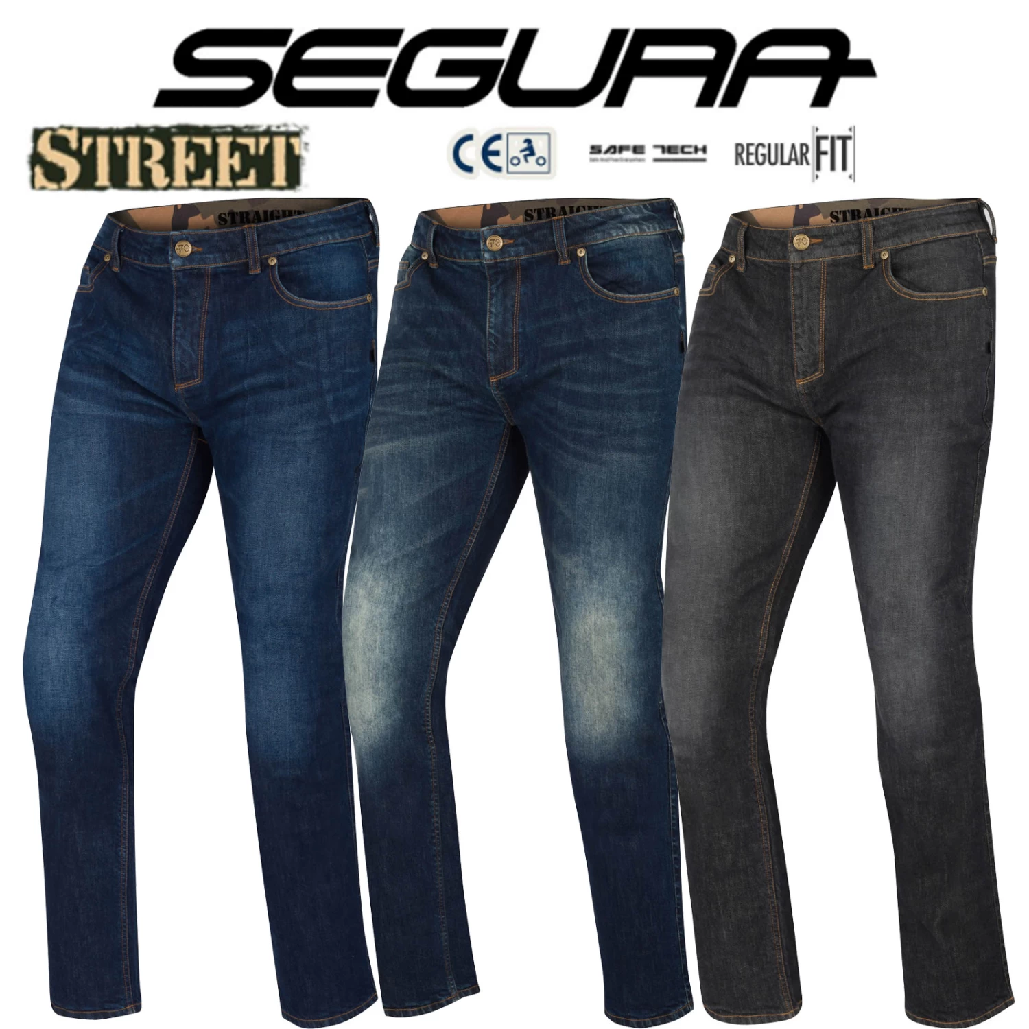 Segura Motorradjeans RONY Denim Stretch Mit Knieprotektoren CE A