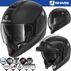 Shark Modularhelm EVOJET Mit Sonnenblende Und Doppelzulassung Als Jet- Und Integralhelm -Motorradbekleidungsgeschäft shark evojet blank mat kma haupt