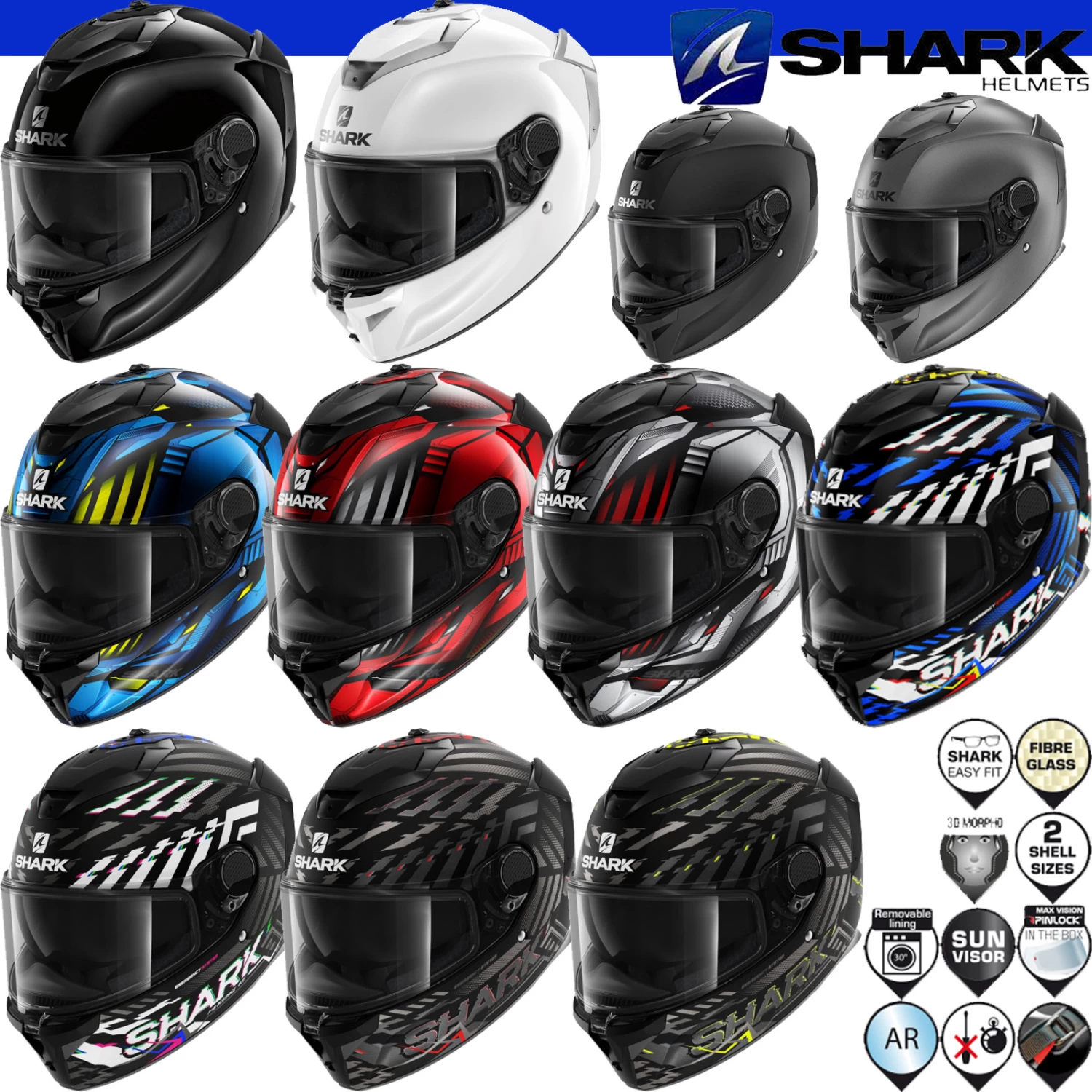 Shark SPARTAN GT Sport-Integralhelm Mit Doppel-D Verschluss Max Vision Pinlock Und Sonnenblende 3 Shark SPARTAN GT Sport-Integralhelm Mit Doppel-D Verschluss Max Vision Pinlock Und Sonnenblende
