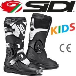 Sidi Kinder-Motorradstiefel FLAME Mit Flex-System Und Viel Schutz CE -Motorradbekleidungsgeschäft sidi flame schwarz weiss haupt