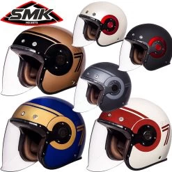 SMK Jethelm RETRO JET Mit Doppel-D Ringverschluss Und Langem Visier