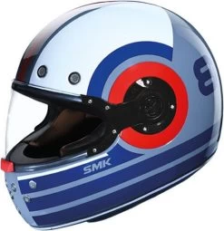 SMK Integralhelm RETRO Mit Doppel-D-Verschluss -Motorradbekleidungsgeschäft smk retro ranko grau blau 1