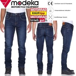 Modeka Motorradjeans SONIC MONO Mono-Layer Slim-Fit Hose CE A Aramid Mit Knieprotektoren