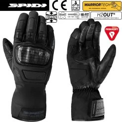 Spidi Motorradhandschuhe ALU-PRO EVO H2Out CE Mit Polsterung Wasserdicht Leder Neopren -Motorradbekleidungsgeschäft spidi alu pro evo black haupt