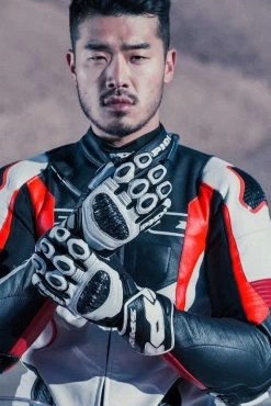 Spidi Motorradhandschuhe CARBO 7 Technischer Sporthandschuh CE Leder -Motorradbekleidungsgeschäft spidi carbo 7 black white 4