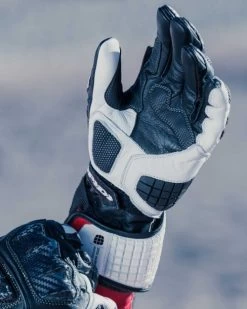 Spidi Motorradhandschuhe CARBO TRACK EVO Leder Sport CE Mit Warrior Protektoren -Motorradbekleidungsgeschäft spidi carbo track evo black white 5