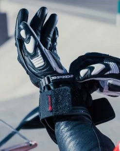 Spidi Motorradhandschuhe CARBO TRACK EVO Leder Sport CE Mit Warrior Protektoren -Motorradbekleidungsgeschäft spidi carbo track evo black white 6