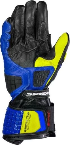 Spidi Motorradhandschuhe CARBO TRACK EVO Leder Sport CE Mit Warrior Protektoren -Motorradbekleidungsgeschäft spidi carbo track evo blue yellow 3