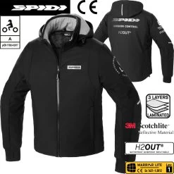 Spidi Motorradhoodie ARMOR H2OUT Wasserdicht CE Mit Abnehmbarer Kapuze Und Protektoren -Motorradbekleidungsgeschäft spidi hoodie armor h2out black white haupt