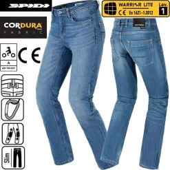Spidi Motorradjeans J-TRACKER Slim-Fit Cordura Denim Hose Inklusive Warrior Knieprotektoren -Motorradbekleidungsgeschäft spidi j tracker blau haupt