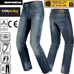 Spidi Motorradjeans J-TRACKER Slim-Fit Cordura Denim Hose Inklusive Warrior Knieprotektoren -Motorradbekleidungsgeschäft spidi j tracker dunkelblau haupt