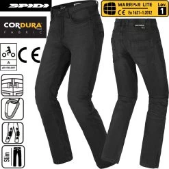 Spidi Motorradjeans J-TRACKER Slim-Fit Cordura Denim Hose Inklusive Warrior Knieprotektoren -Motorradbekleidungsgeschäft spidi j tracker schwarz haupt