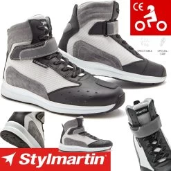 Stylmartin Motorrad Sneaker AUDAX AIR Leder Sommer Schuhe Mit Air-Mesh Reflex CE