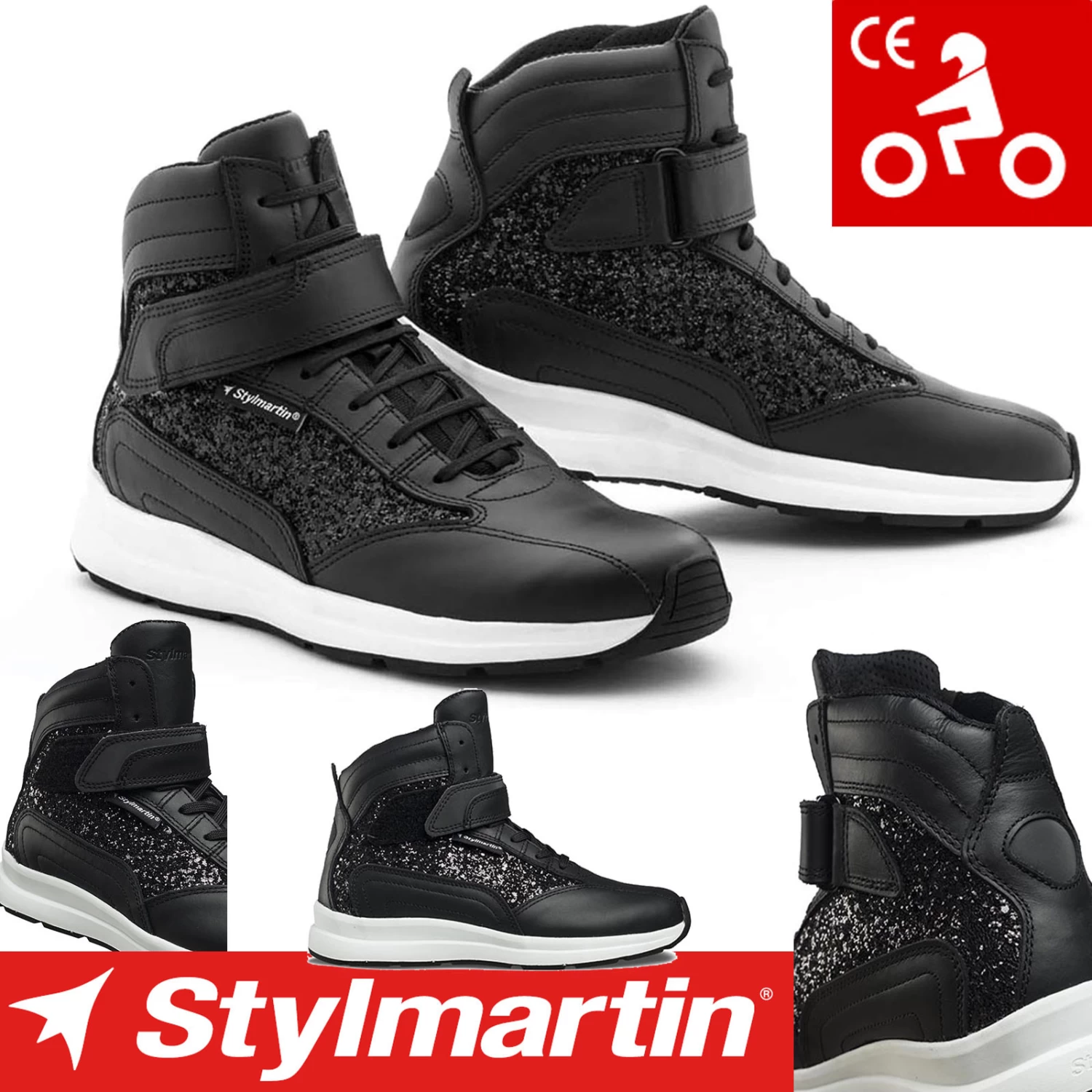 Stylmartin Motorrad Sneaker AUDAX GLAM Glitzer Wildleder Wasserdicht Air-Mesh Protektoren CE 3 Stylmartin Motorrad Sneaker AUDAX GLAM Glitzer Wildleder Wasserdicht Air-Mesh Protektoren CE