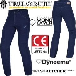 Trilobite Motorradjeans TACTICAL Denim Slim Fit Stretch Dyneema Monolayer CE AA Mit Protektoren -Motorradbekleidungsgeschäft tacticalblue haupt