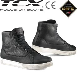 TCX Motorrad-Sneaker MOOD GTX Gore-Tex Leder OrthoLite -Motorradbekleidungsgeschäft tcx mood gtx schwarz haupt