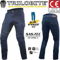 Trilobite Motorradjeans ACID SCRAMBLER Hose Slim Straight Fit CE AA Aramid Mit SAS-TEC Protektoren -Motorradbekleidungsgeschäft trilobite acid scrambler dunkelblau haupt 1