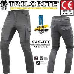 Trilobite Motorradjeans ACID SCRAMBLER Hose Slim Straight Fit CE AA Aramid Mit SAS-TEC Protektoren -Motorradbekleidungsgeschäft trilobite acid scrambler grau haupt 1