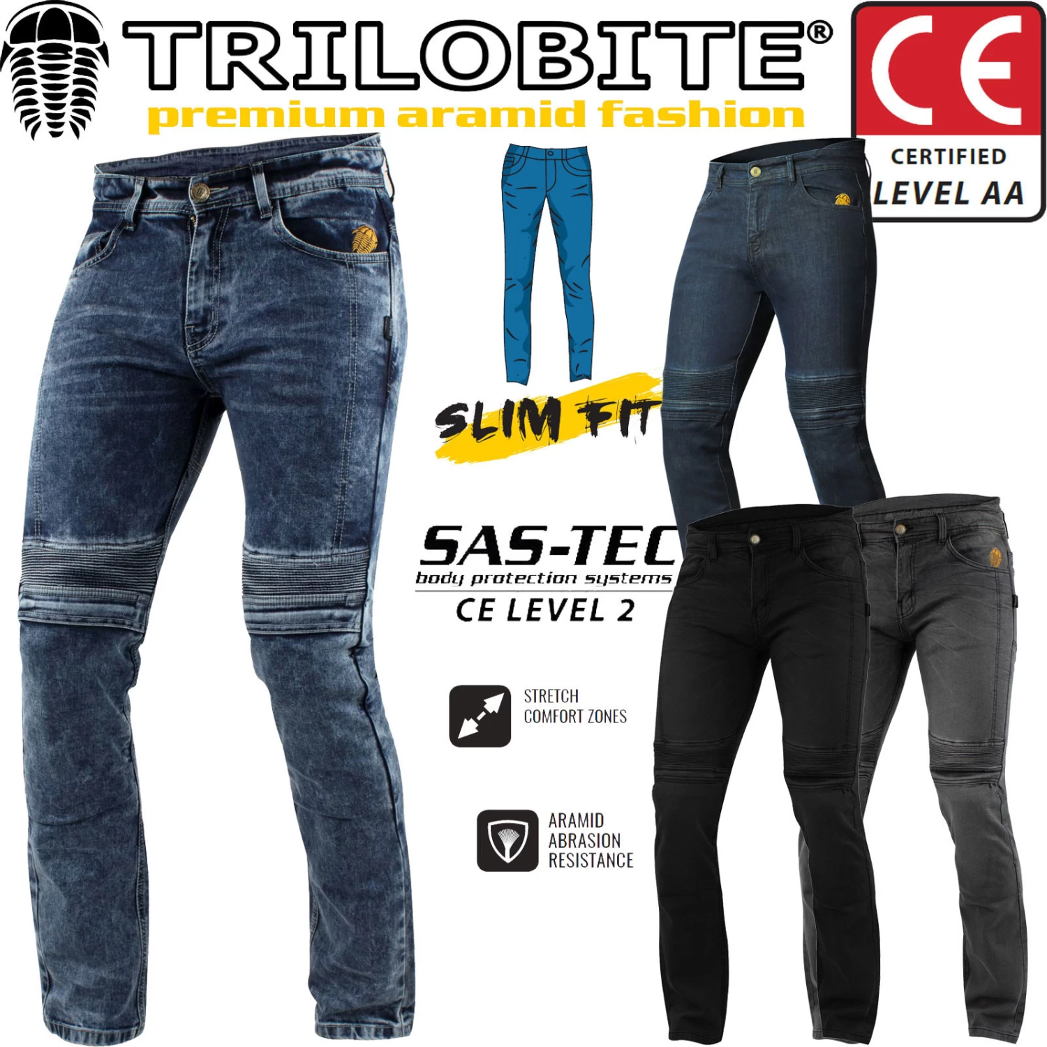 Trilobite Motorradjeans MICAS URBAN Für Herren Slim-Fit CE AA Mit Aramid Und SAS-TEC Knieprotektoren 3 Trilobite Motorradjeans MICAS URBAN Für Herren Slim-Fit CE AA Mit Aramid Und SAS-TEC Knieprotektoren
