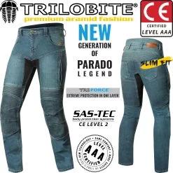 Trilobite Motorradjeans PARADO CIRCUIT Für Herren CE AAA Aramid Hose Slim-Fit Mit SAS-TEC Level 2 Protektoren