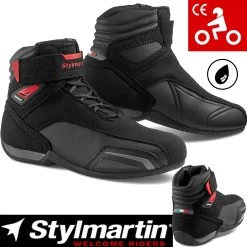 Stylmartin Motorradschuhe VECTOR Wasserdicht Leicht Atmungsaktiv Mit CE Und Protektoren -Motorradbekleidungsgeschäft vector schwarz rot haupt