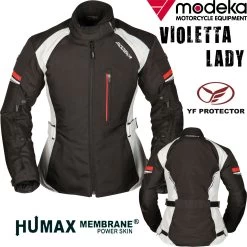 Modeka 2in1 Motorradjacke VIOLETTA LADY Für Damen Wasserdicht Humax-Membrane CE Mit YF-Protektoren -Motorradbekleidungsgeschäft violettalady 394 haupt